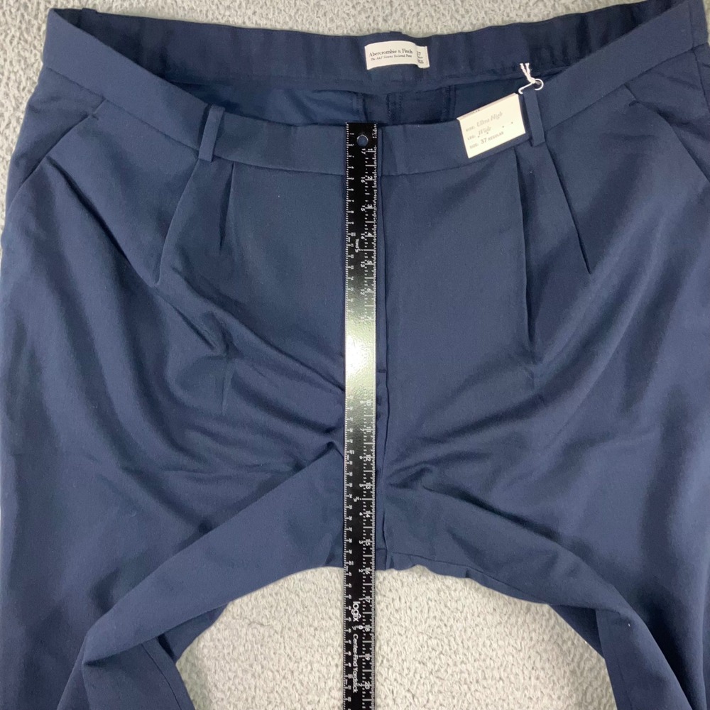 Abercrombie & Fitch Sloane Tailored Pant Women 37 Regular Navy Ultra High Wide - Picture 6 of 11